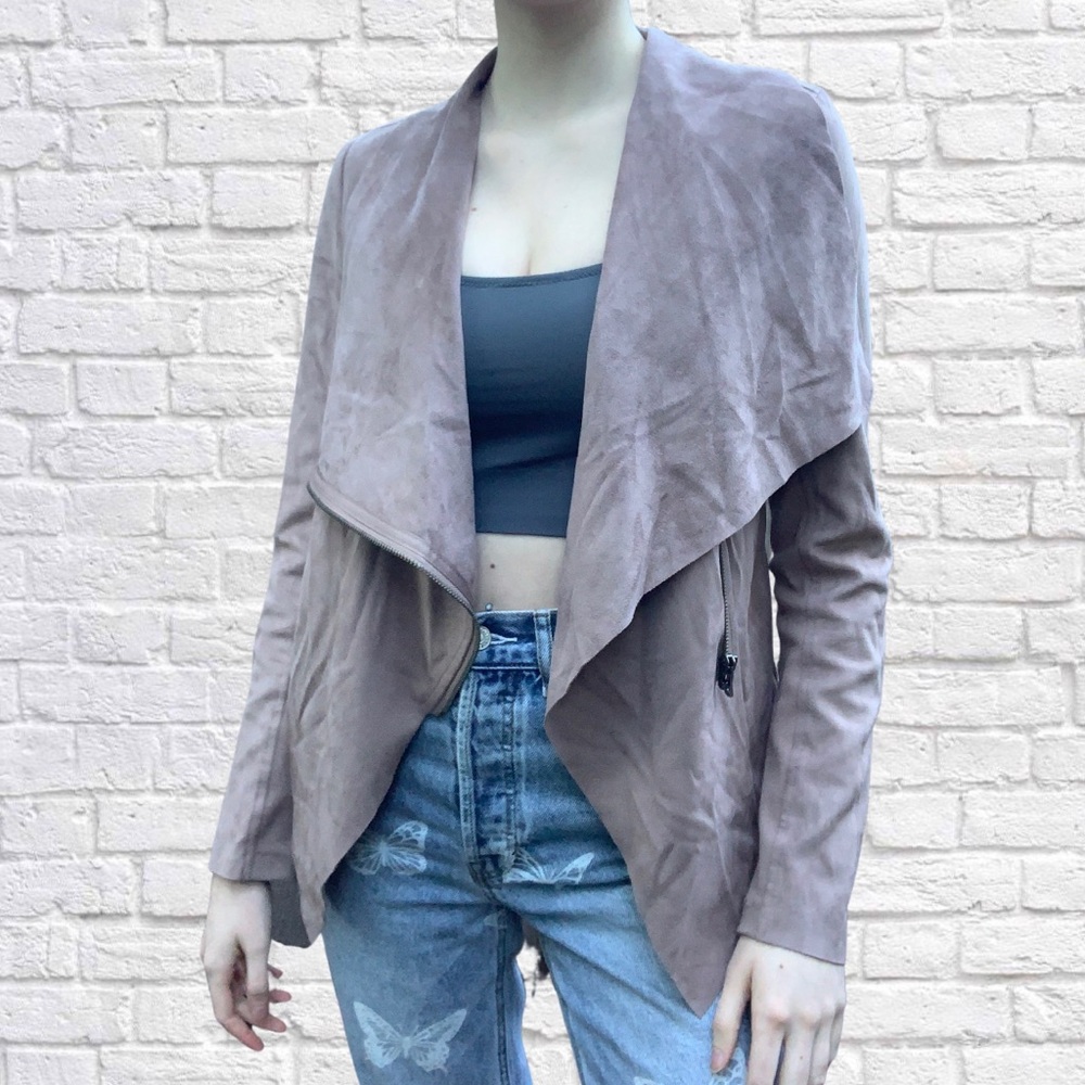 Vigoss faux suede light brown drapey jacket XS